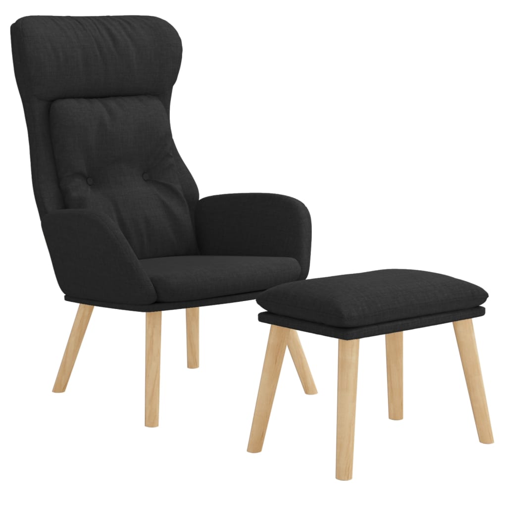 Relaxsessel mit Hocker Schwarz Stoff