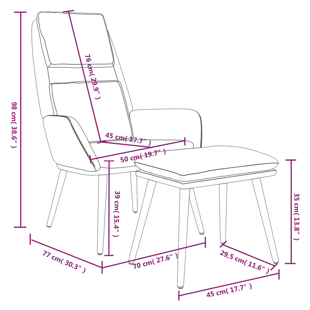 Relaxsessel mit Hocker Hellgrau Stoff