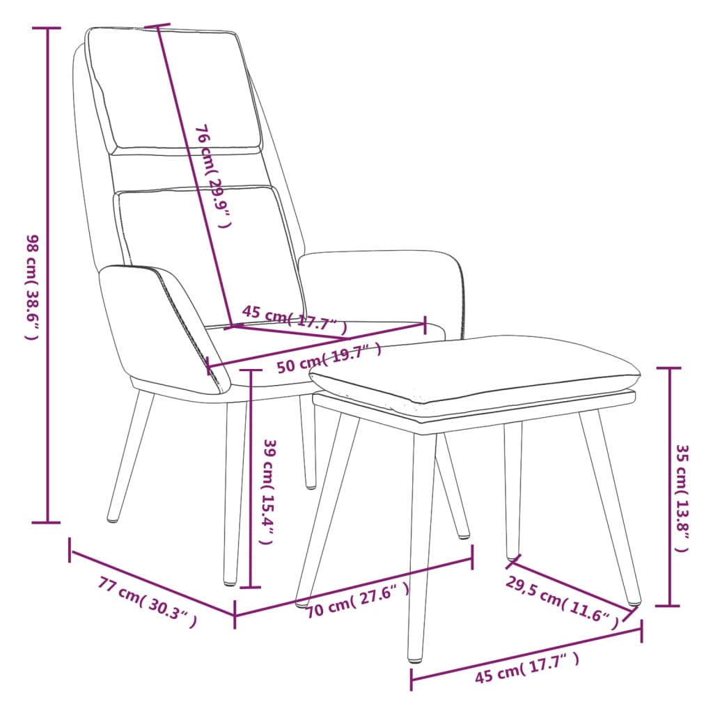 Relaxsessel mit Hocker Dunkelgrau Stoff