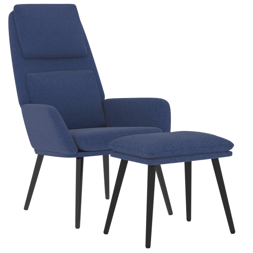 Relaxsessel mit Hocker Blau Stoff