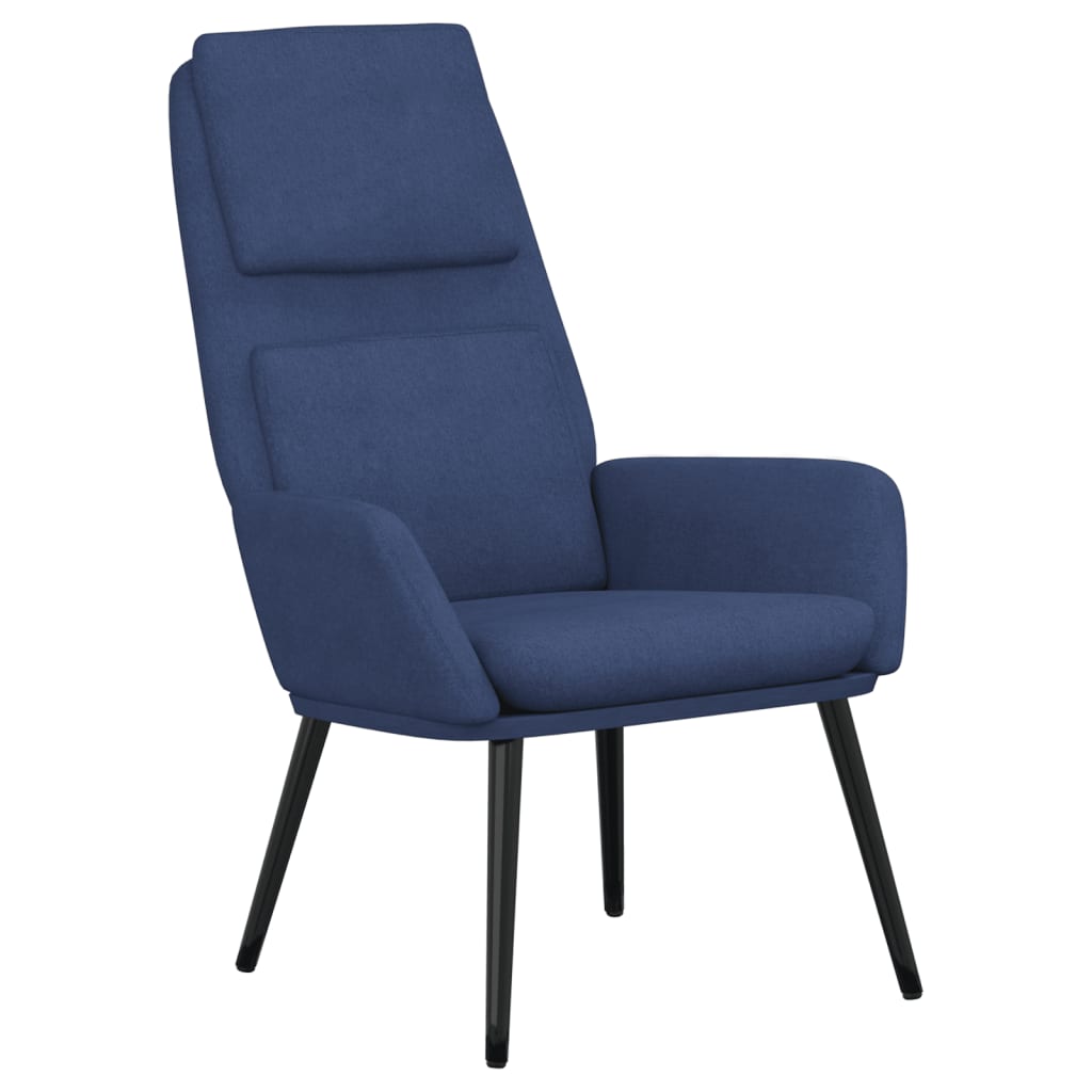 Relaxsessel mit Hocker Blau Stoff