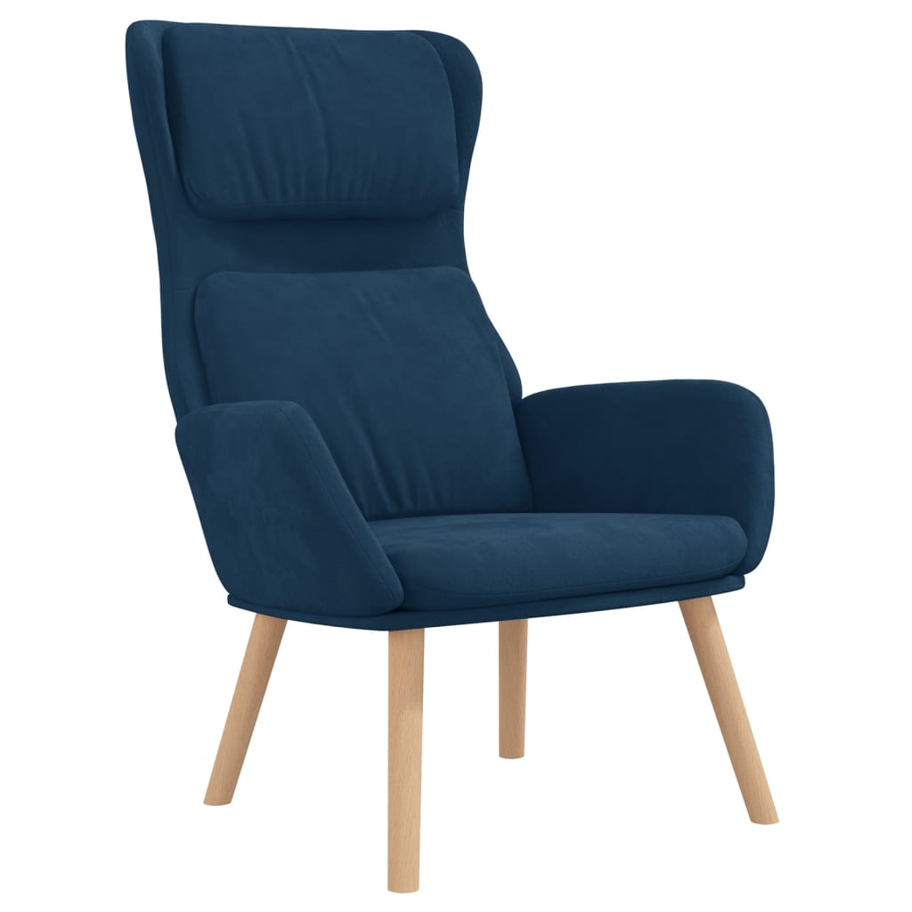 Relaxsessel mit Hocker Blau Samt