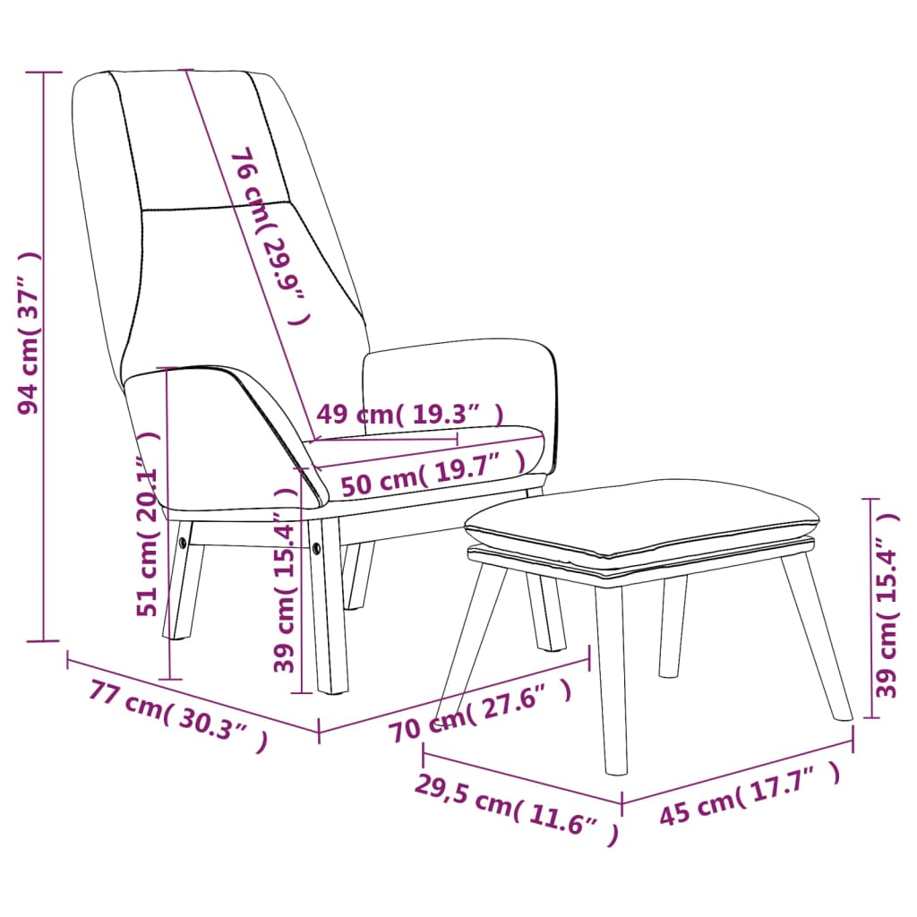 Relaxsessel mit Hocker Hellgrau Stoff