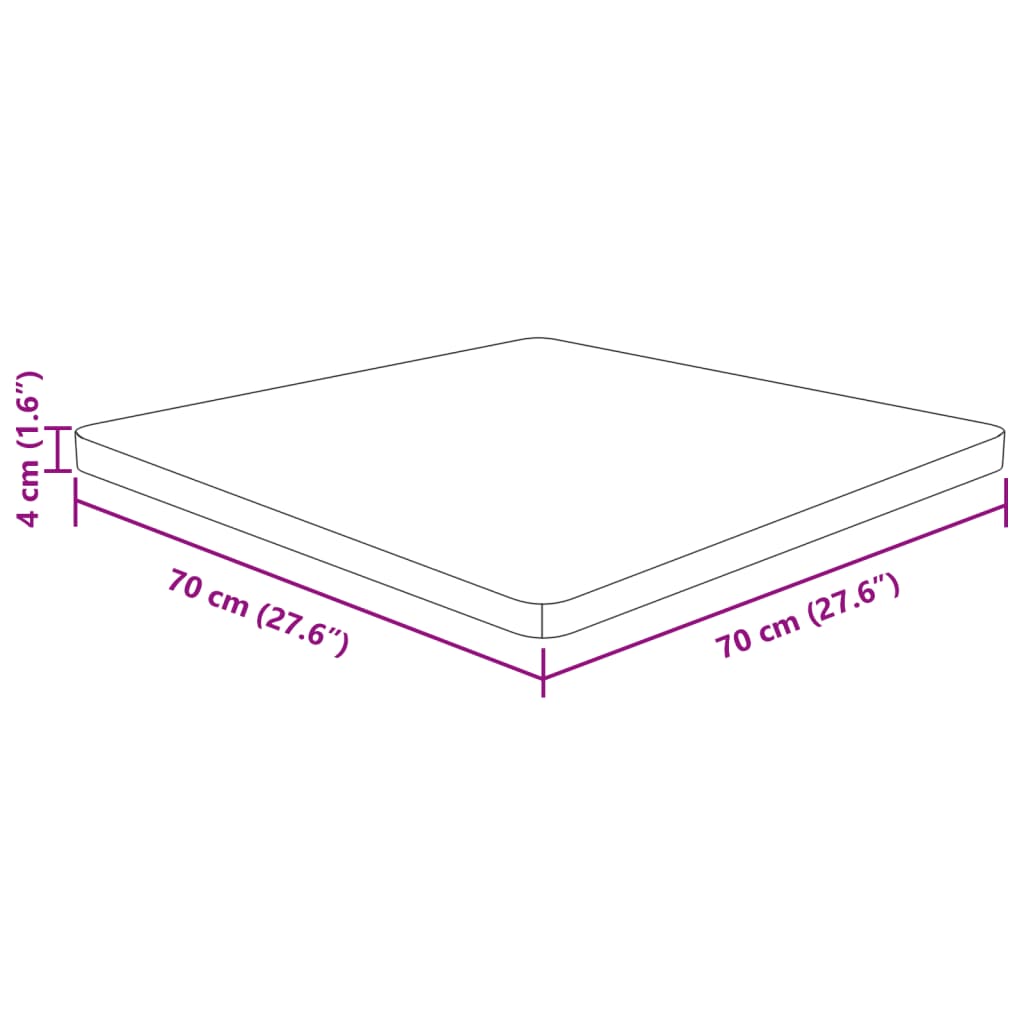 Tischplatte Quadratisch Dunkelbraun 70x70x4cm Behandelte Eiche
