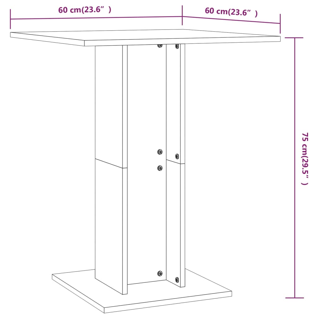 Bistrotisch Grau Sonoma 60x60x75 cm Holzwerkstoff