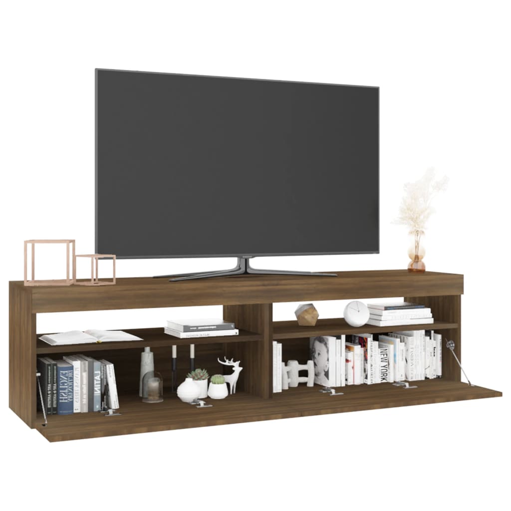 TV-Schrank mit LED-Leuchten 2Stk. Braun Eichen-Optik 75x35x40cm