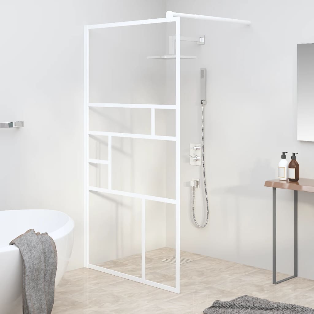 Duschwand für Walk-In Dusche 115x195 cm ESG-Glas Weiß