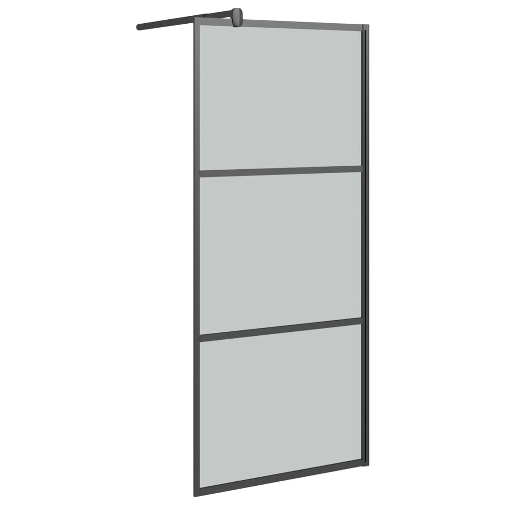 Duschwand für Walk-In Dusche 80x195 cm Dunkel ESG Glas Schwarz