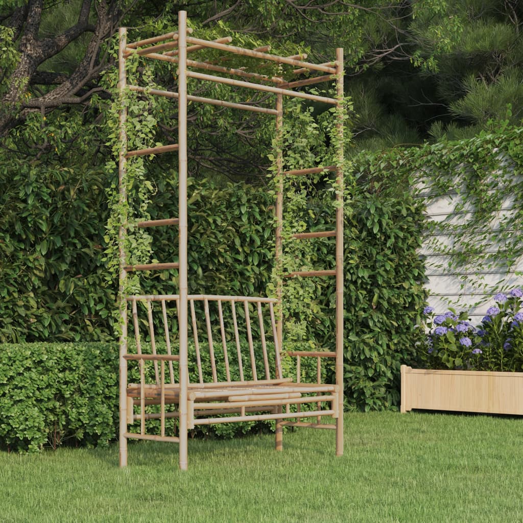 Gartenbank mit Pergola 116 cm Bambus