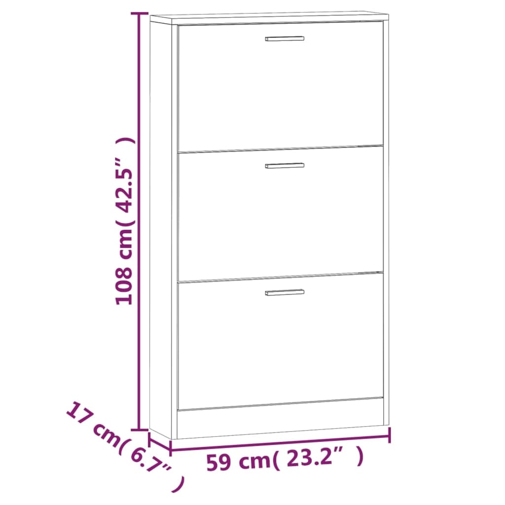 Schuhschrank Weiß 59x17x108 cm Holzwerkstoff