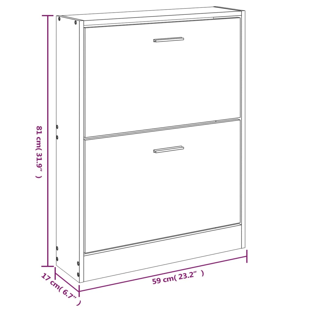 Schuhschrank Hochglanz-Weiß 59x17x81 cm Holzwerkstoff