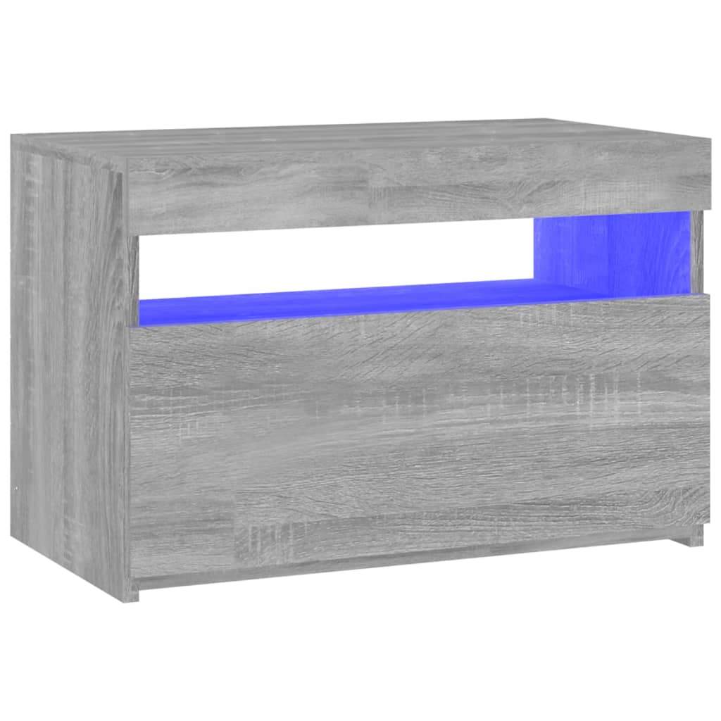 TV-Schrank mit LED-Leuchten Grau Sonoma 60x35x40 cm