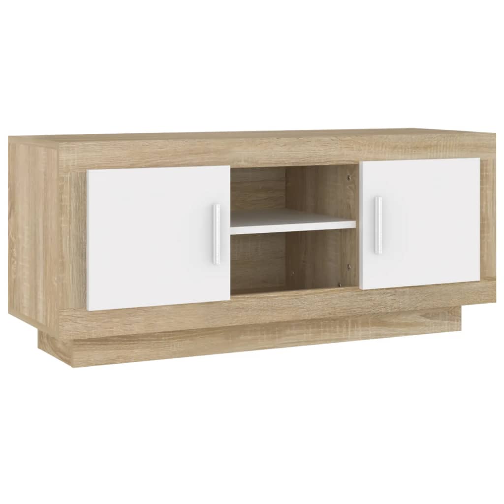 TV-Schrank Weiß Sonoma-Eiche 102x35x45 cm Holzwerkstoff