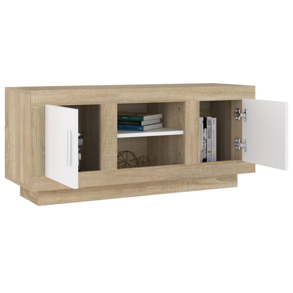 TV-Schrank Weiß Sonoma-Eiche 102x35x45 cm Holzwerkstoff