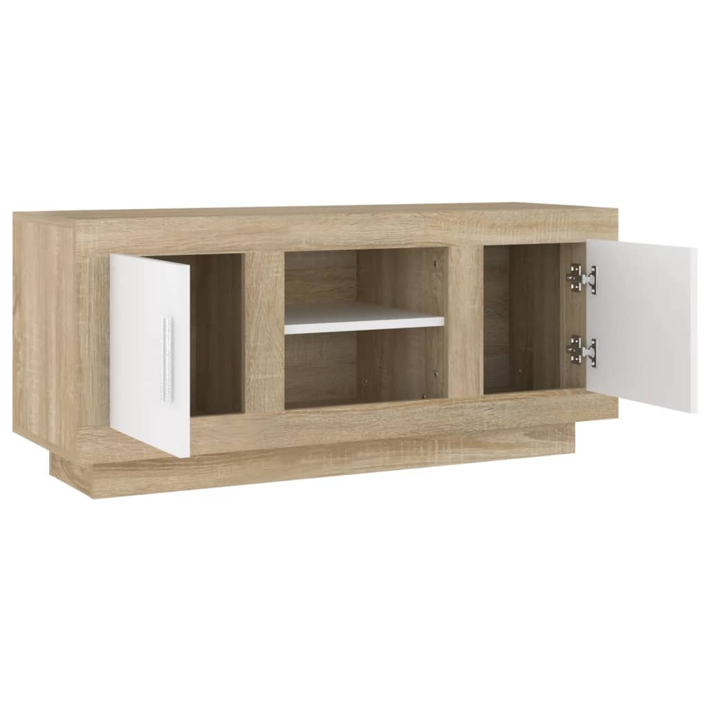 TV-Schrank Weiß Sonoma-Eiche 102x35x45 cm Holzwerkstoff