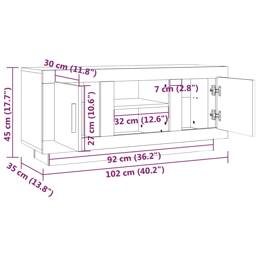 TV-Schrank Weiß Sonoma-Eiche 102x35x45 cm Holzwerkstoff