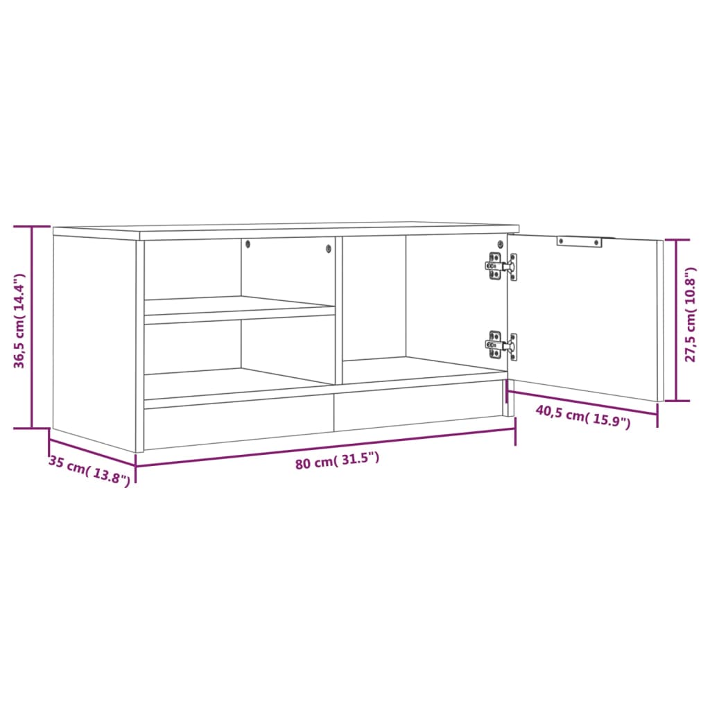 TV-Schränke 2Stk. Braun Eichen-Optik 80x35x36,5cm Holzwerkstoff