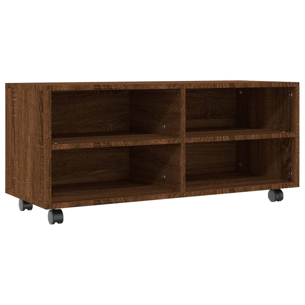 TV-Schrank mit Rollen Braun Eiche 90x35x35 cm Holzwerkstoff