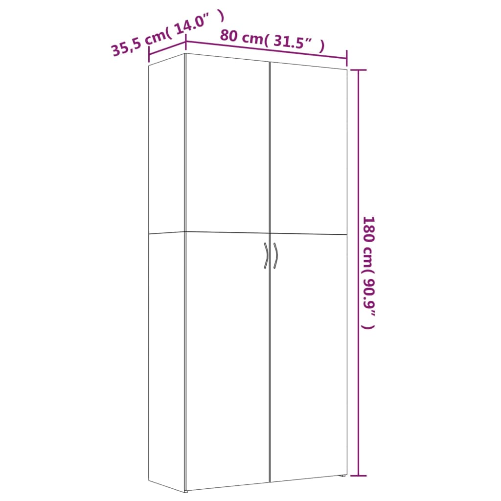 Schuhschrank Räuchereiche 80x35,5x180 cm Holzwerkstoff