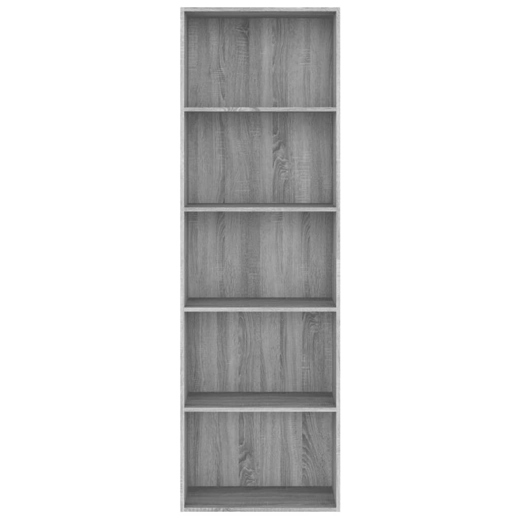 Bücherregal 5 Fächer Grau Sonoma 60x30x189 cm Holzwerkstoff