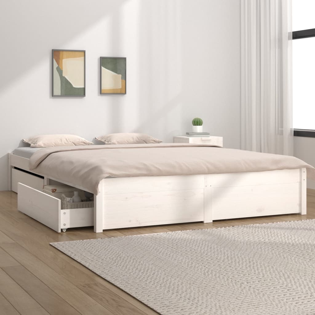 Bett mit Schubladen Weiß 180x200 cm