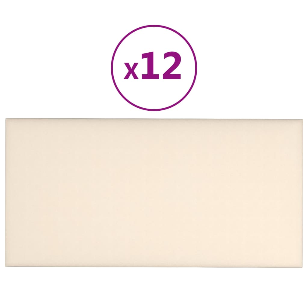 Wandpaneele 12 Stk. Creme 30x15 cm Samt 0,54 m²