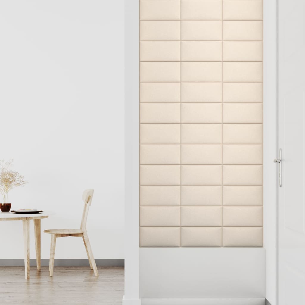 Wandpaneele 12 Stk. Creme 30x15 cm Samt 0,54 m²