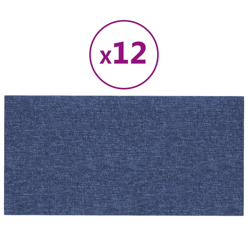 Wandpaneele 12 Stk. Blau 60x30 cm Stoff 2,16 m²