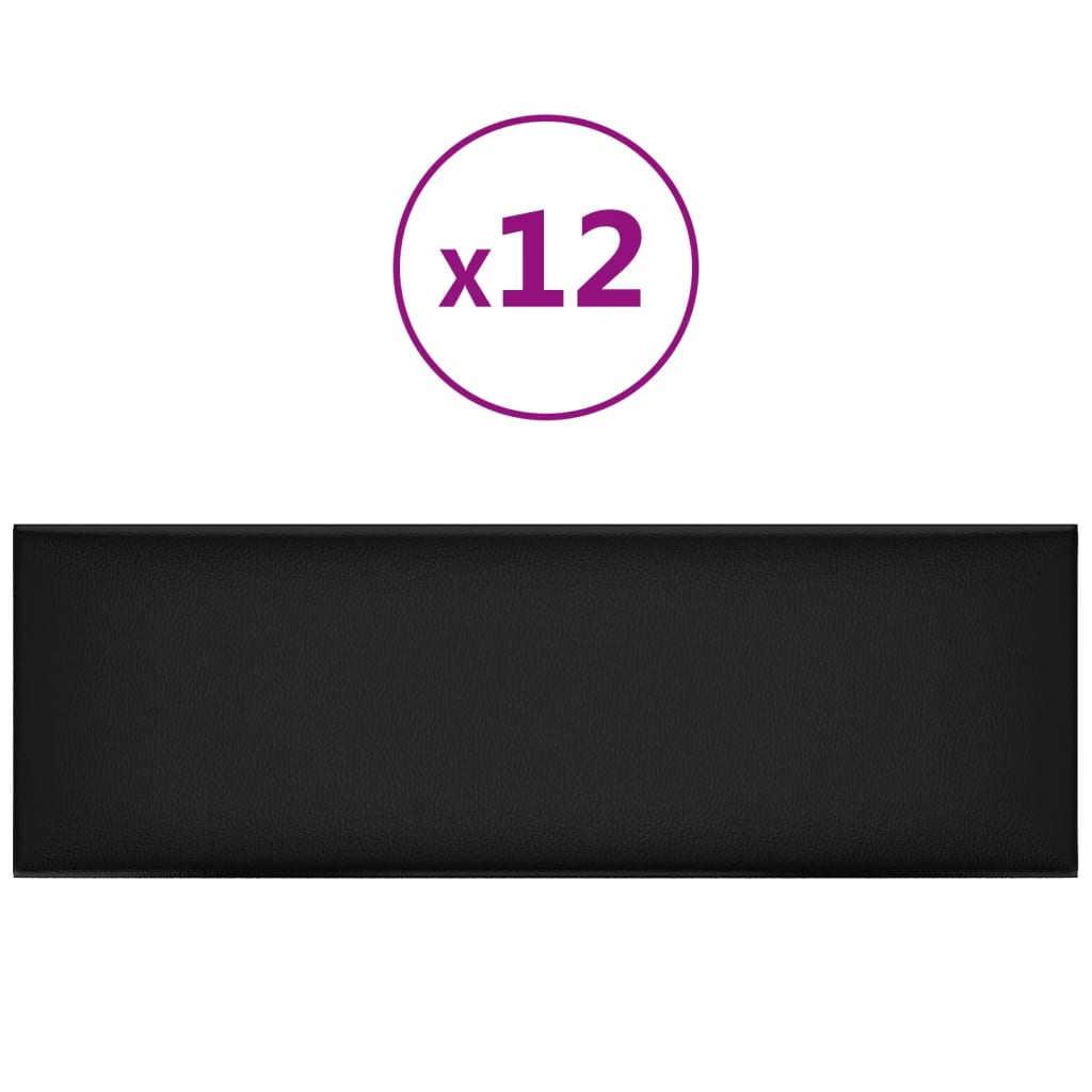 Wandpaneele 12 Stk. Schwarz 90x30 cm Kunstleder 3,24 m?