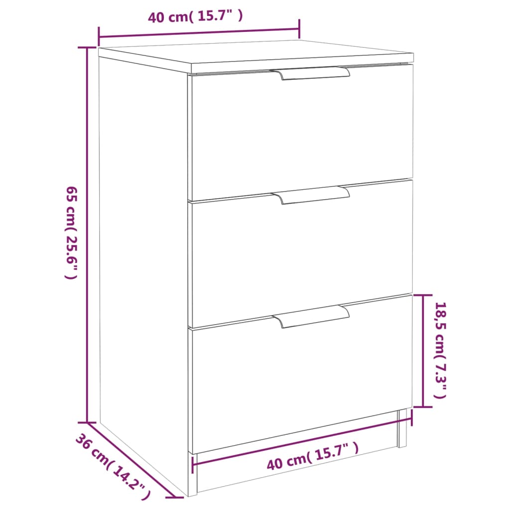 Nachttisch Betongrau 40x36x65 cm