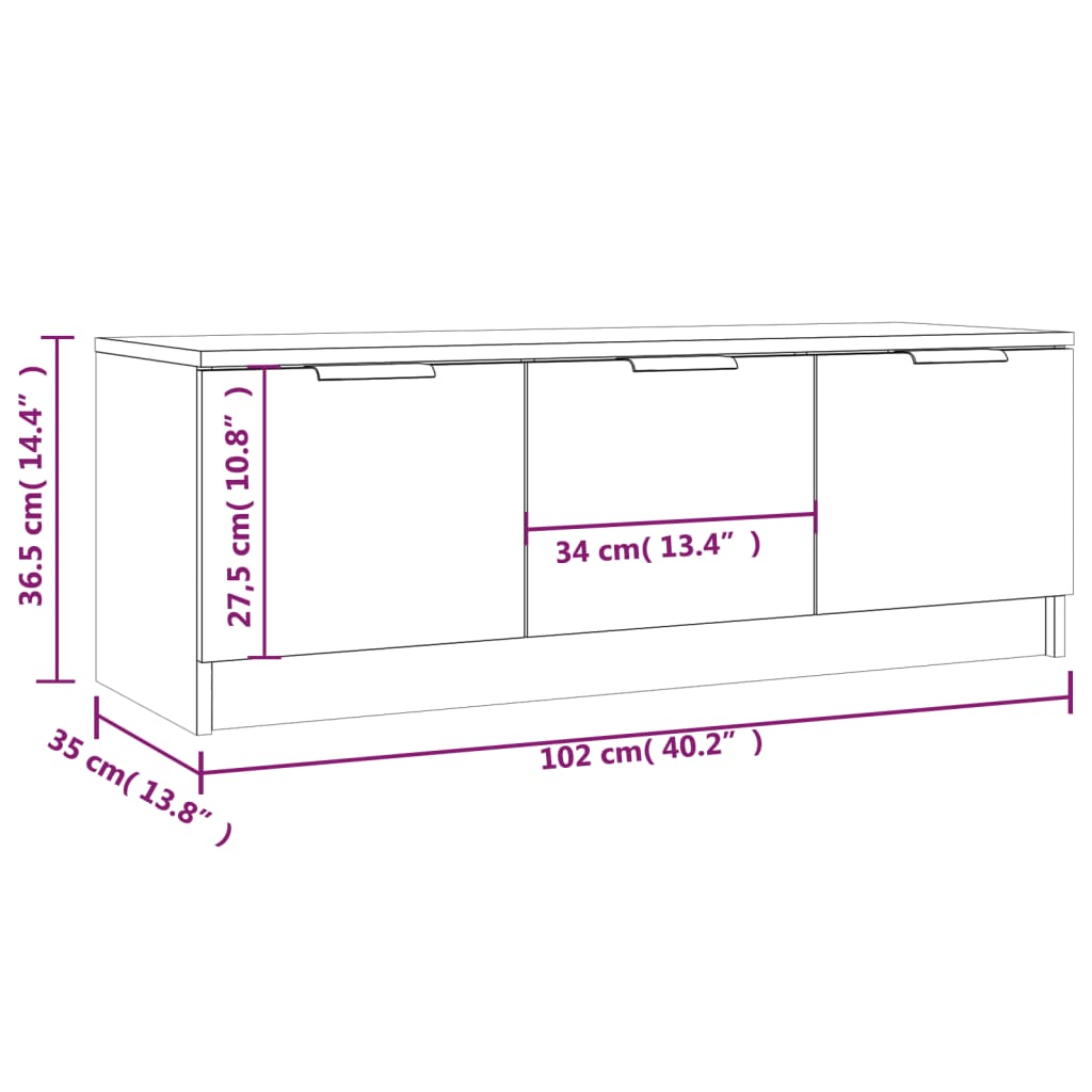 TV-Schrank Sonoma-Eiche 102x35x36,5 cm Holzwerkstoff