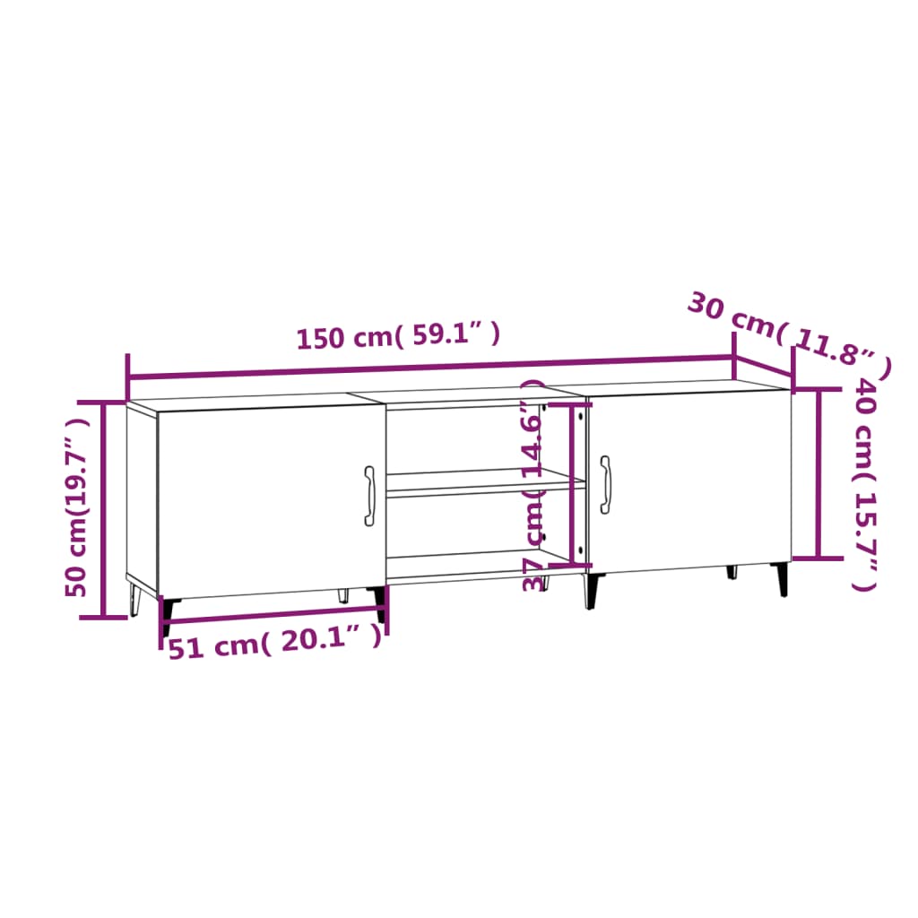 TV-Schrank Grau Sonoma 150x30x50 cm Holzwerkstoff