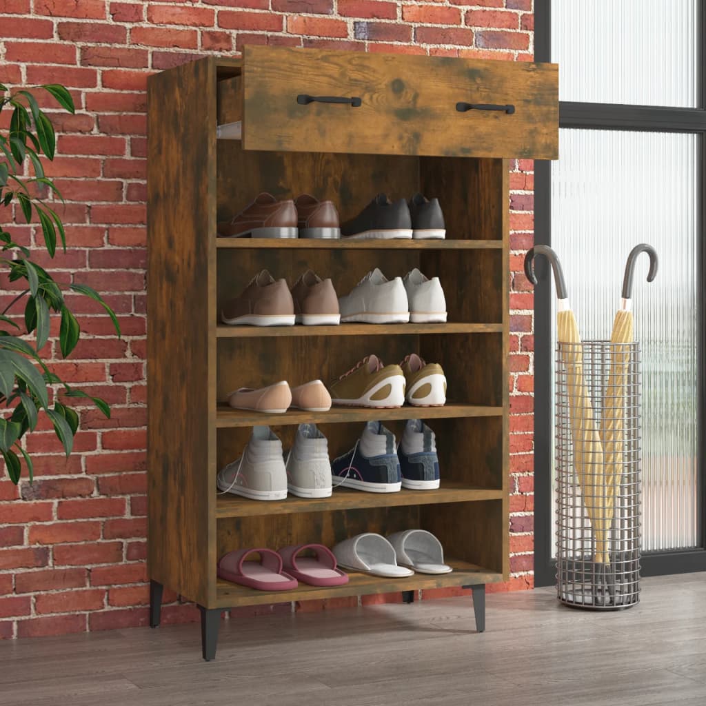 Schuhschrank Räuchereiche 60x35x105 cm Holzwerkstoff