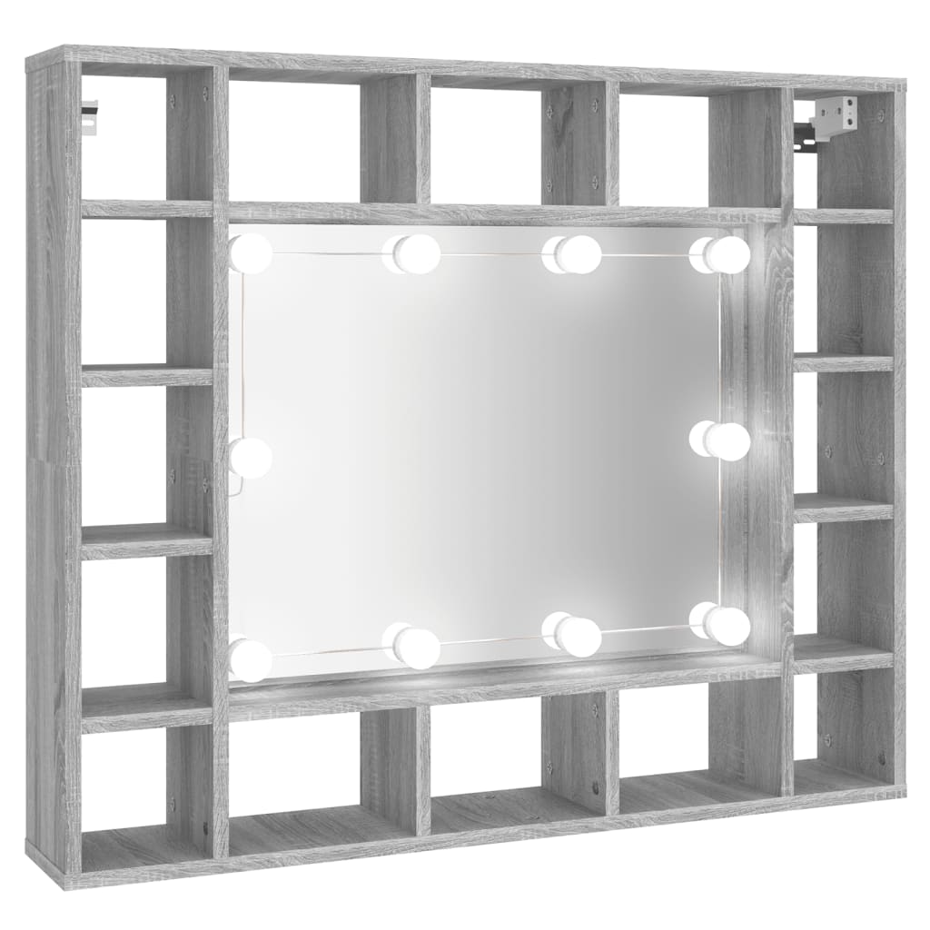 Spiegelschrank mit LED Grau Sonoma 91x15x76,5 cm