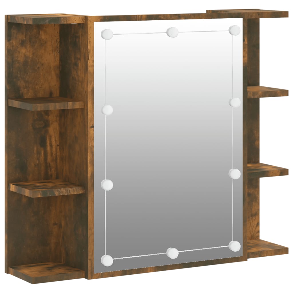 Spiegelschrank mit LED Räuchereiche 70x16,5x60 cm