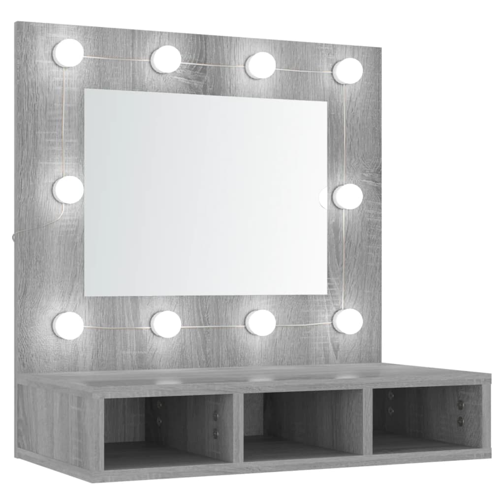 Spiegelschrank mit LED Grau Sonoma 60x31,5x62 cm