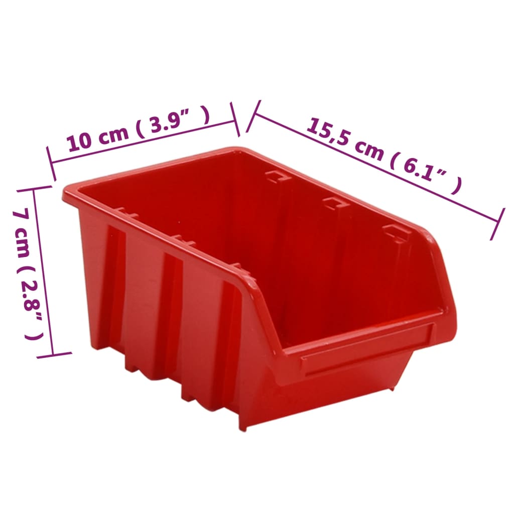 30-tlg Stapelboxen-Wandregal Rot & Schwarz 77x39cm Polypropylen