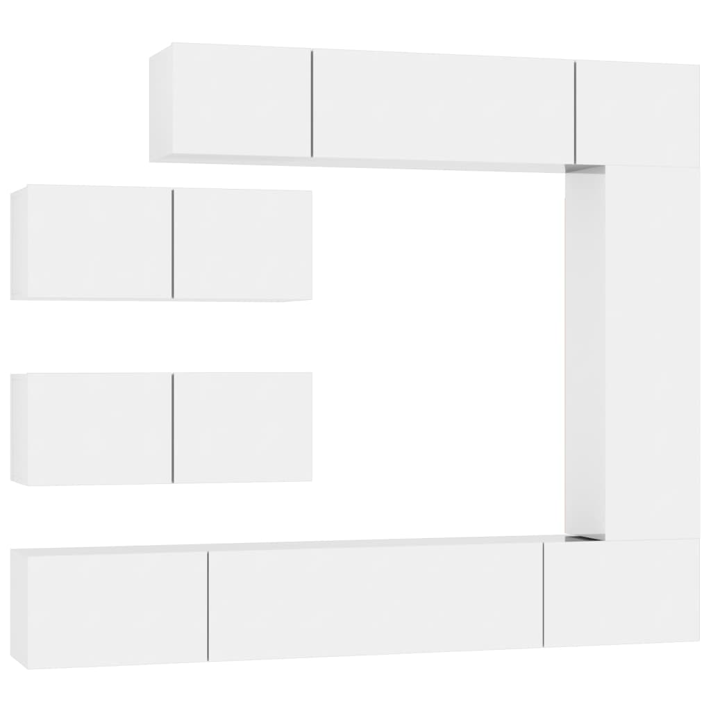 7-tlg. TV-Schrank-Set Hochglanz-Weiß Holzwerkstoff