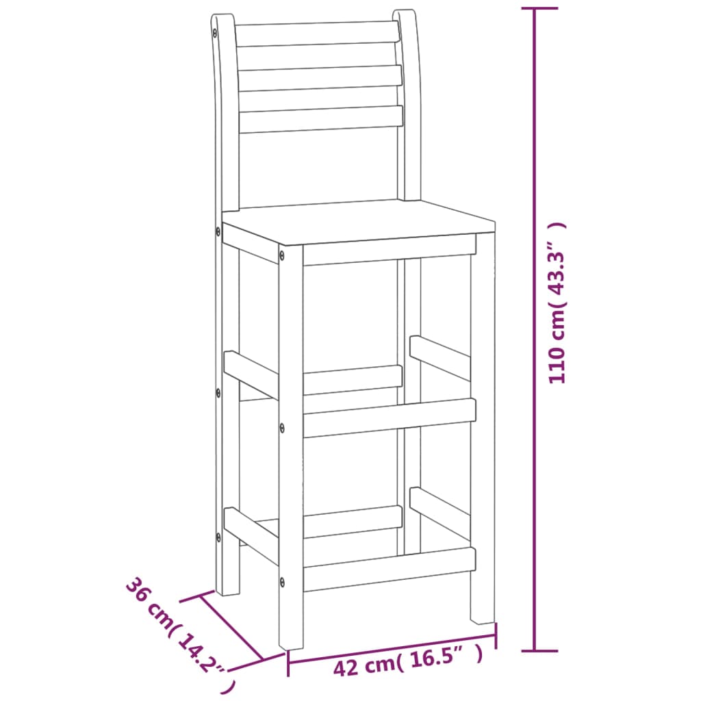 Barhocker 6 Stk. Massivholz Akazie