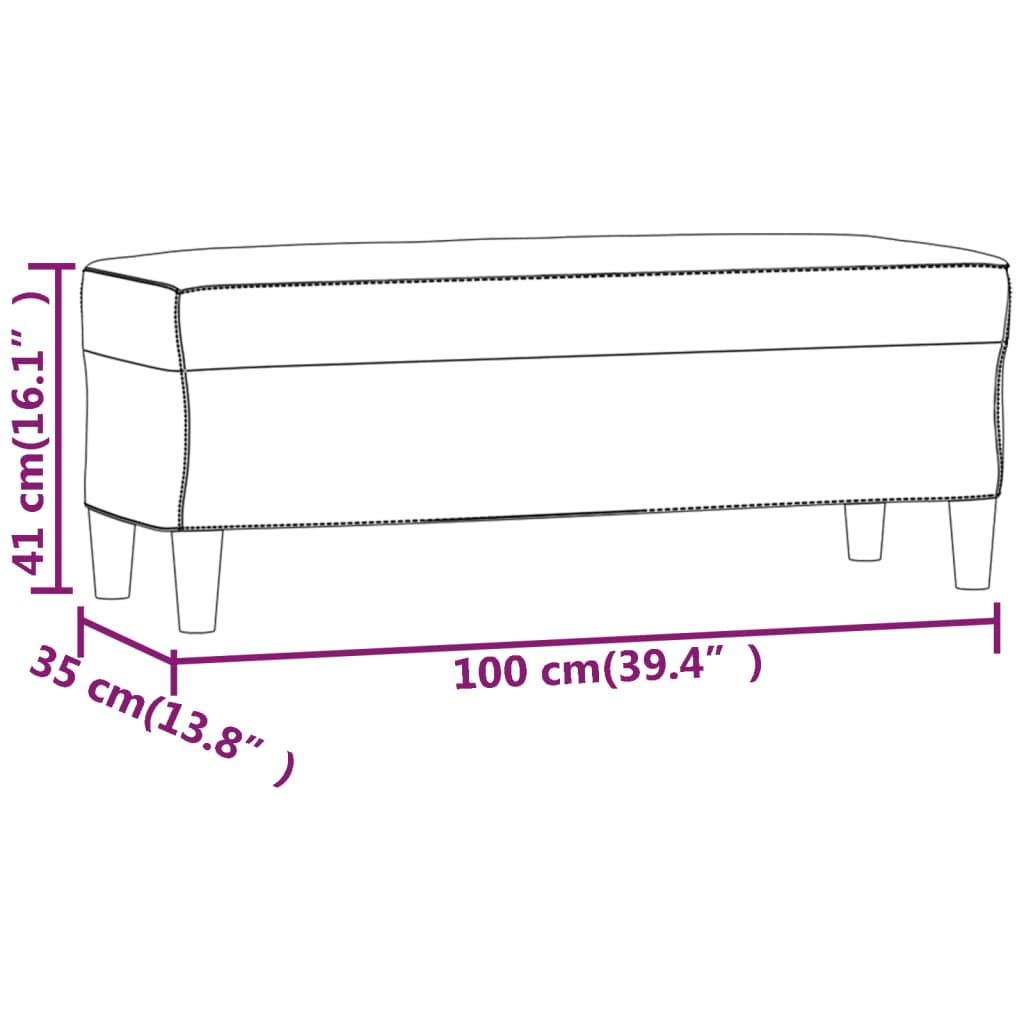 Sitzbank Weinrot 100x35x41 cm Stoff