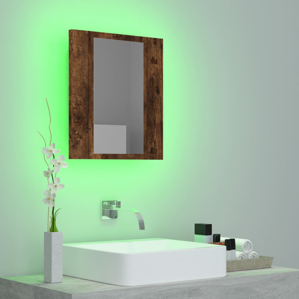 LED-Spiegelschrank Räuchereiche 40x12x45 cm Holzwerkstoff