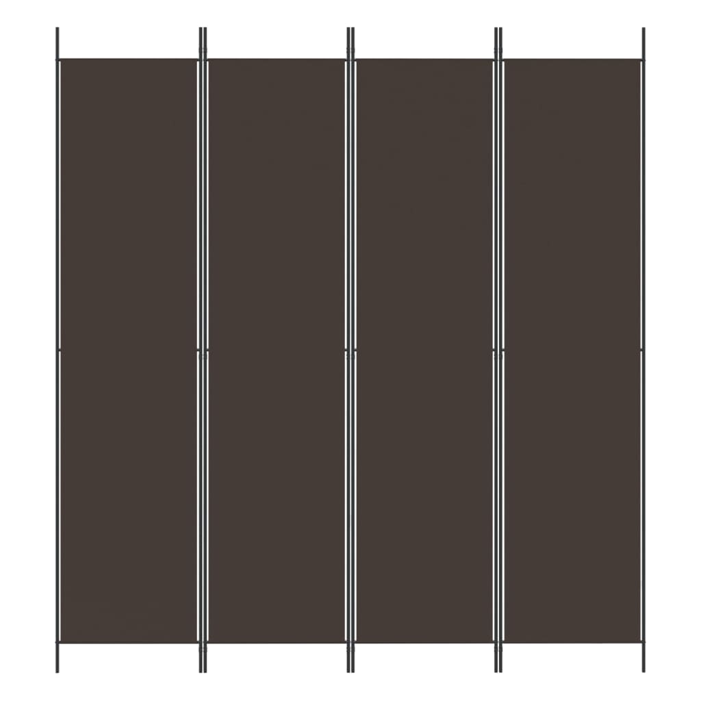 4-tlg. Paravent Braun 200x220 cm Stoff