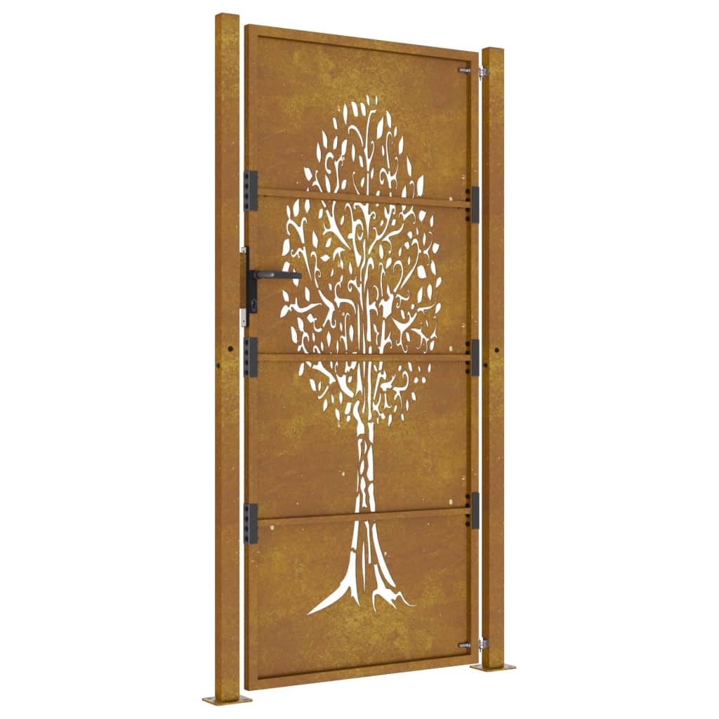 Gartentor 105x180 cm Cortenstahl Baum-Design