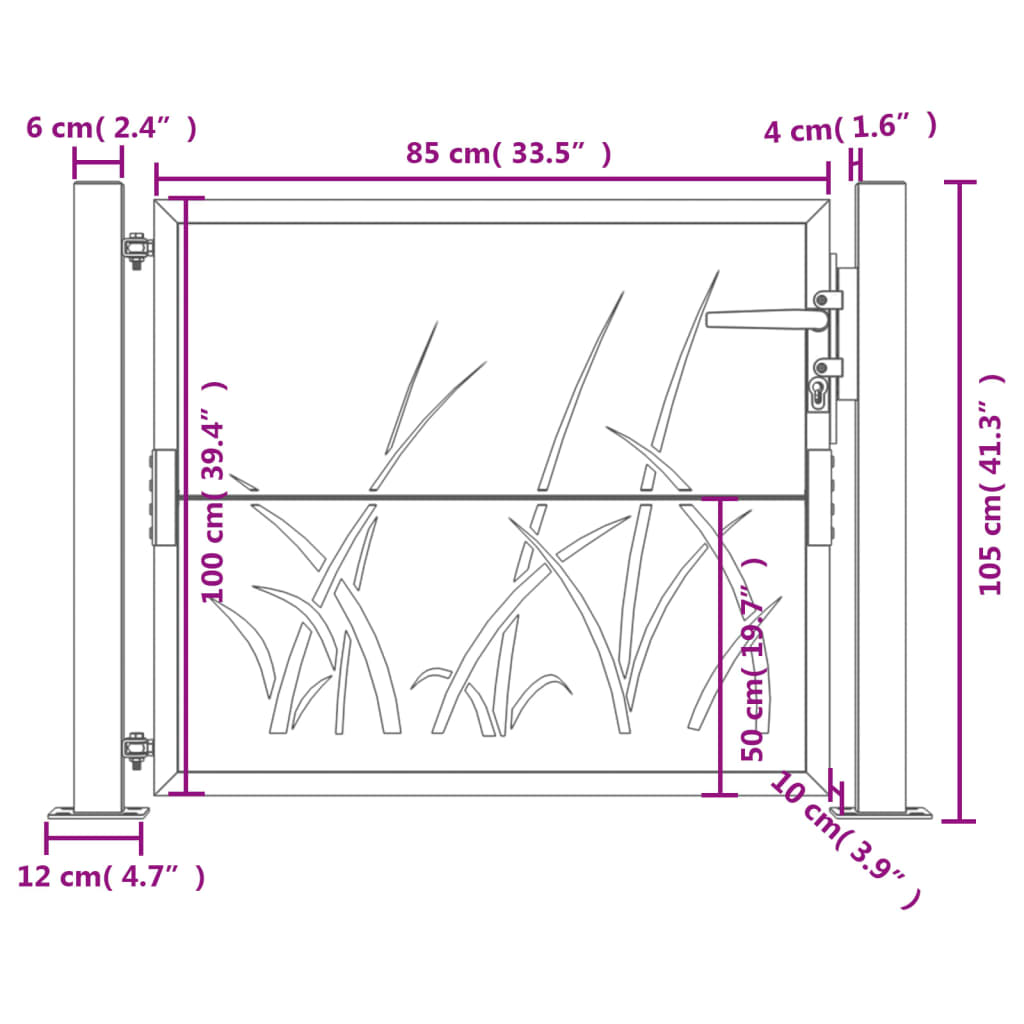 Gartentor 105x105 cm Cortenstahl Gras-Design