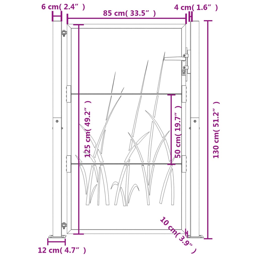 Gartentor 105x130 cm Cortenstahl Gras-Design