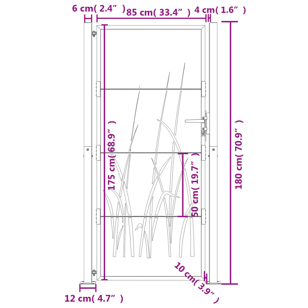 Gartentor 105x180 cm Cortenstahl Gras-Design