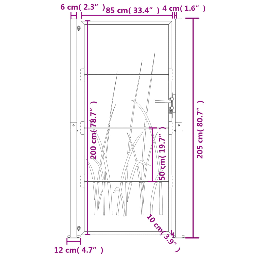 Gartentor 105x205 cm Cortenstahl Gras-Design