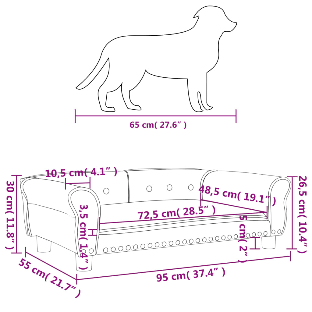 Hundebett Grau 95x55x30 cm Kunstleder