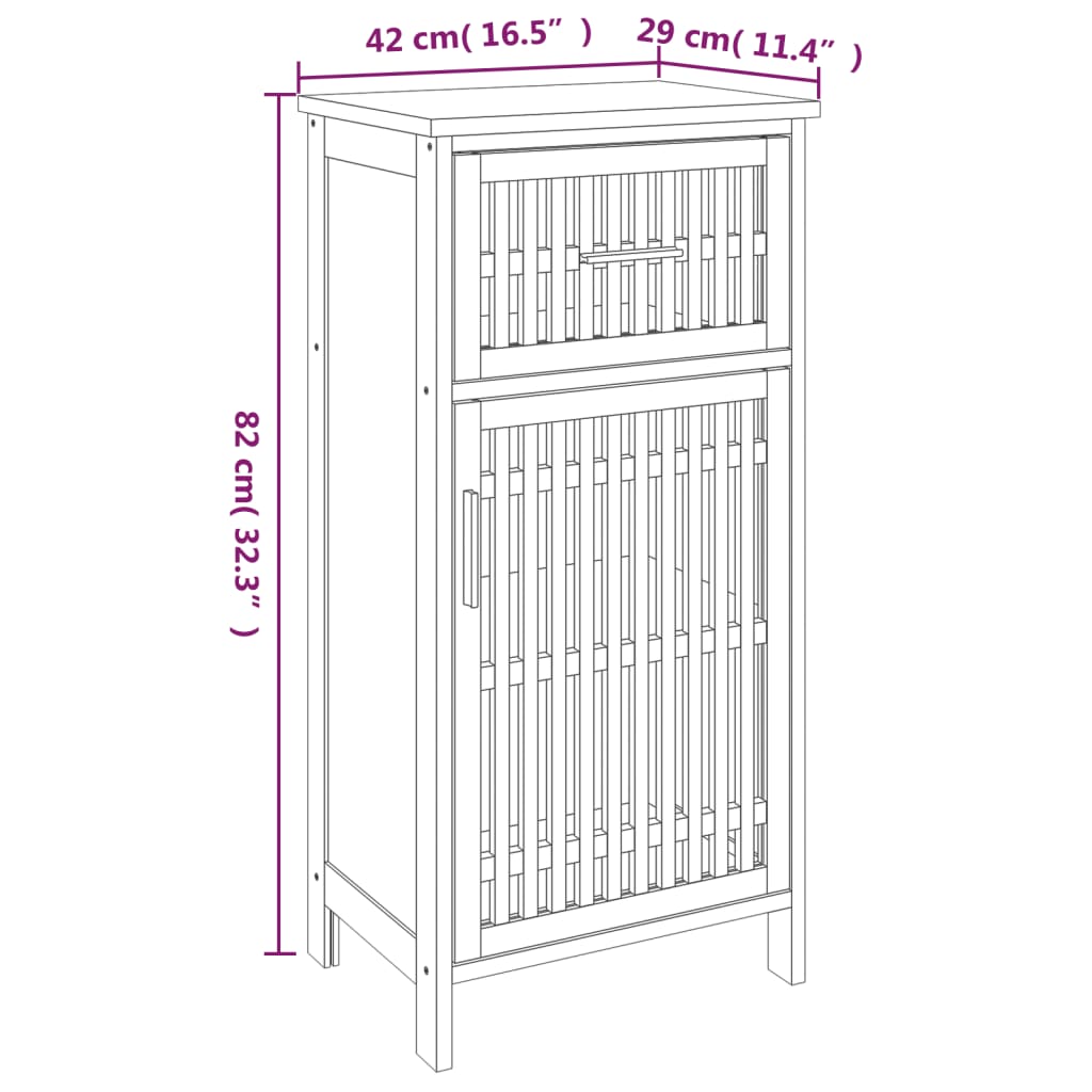 Badschrank 42x29x82 cm Massivholz Nussbaum