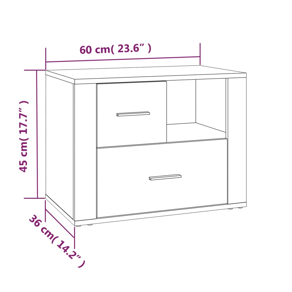 Nachttisch Betongrau 60x36x45 cm Holzwerkstoff